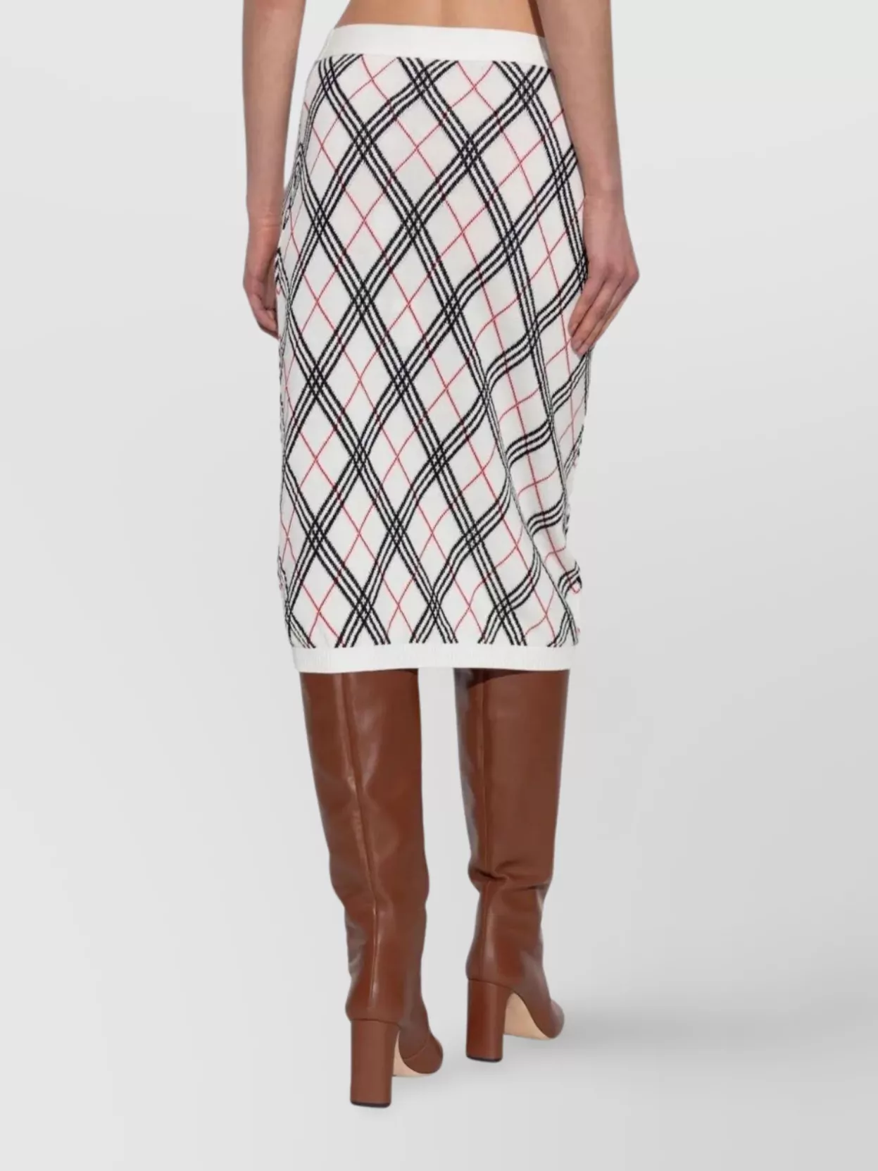 Burberry Checkered Knit Knee-Length Skirt