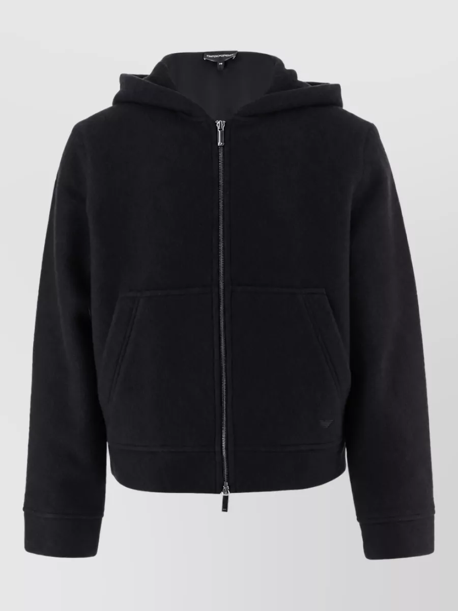 Emporio Armani Hooded wool blend blouson jacket