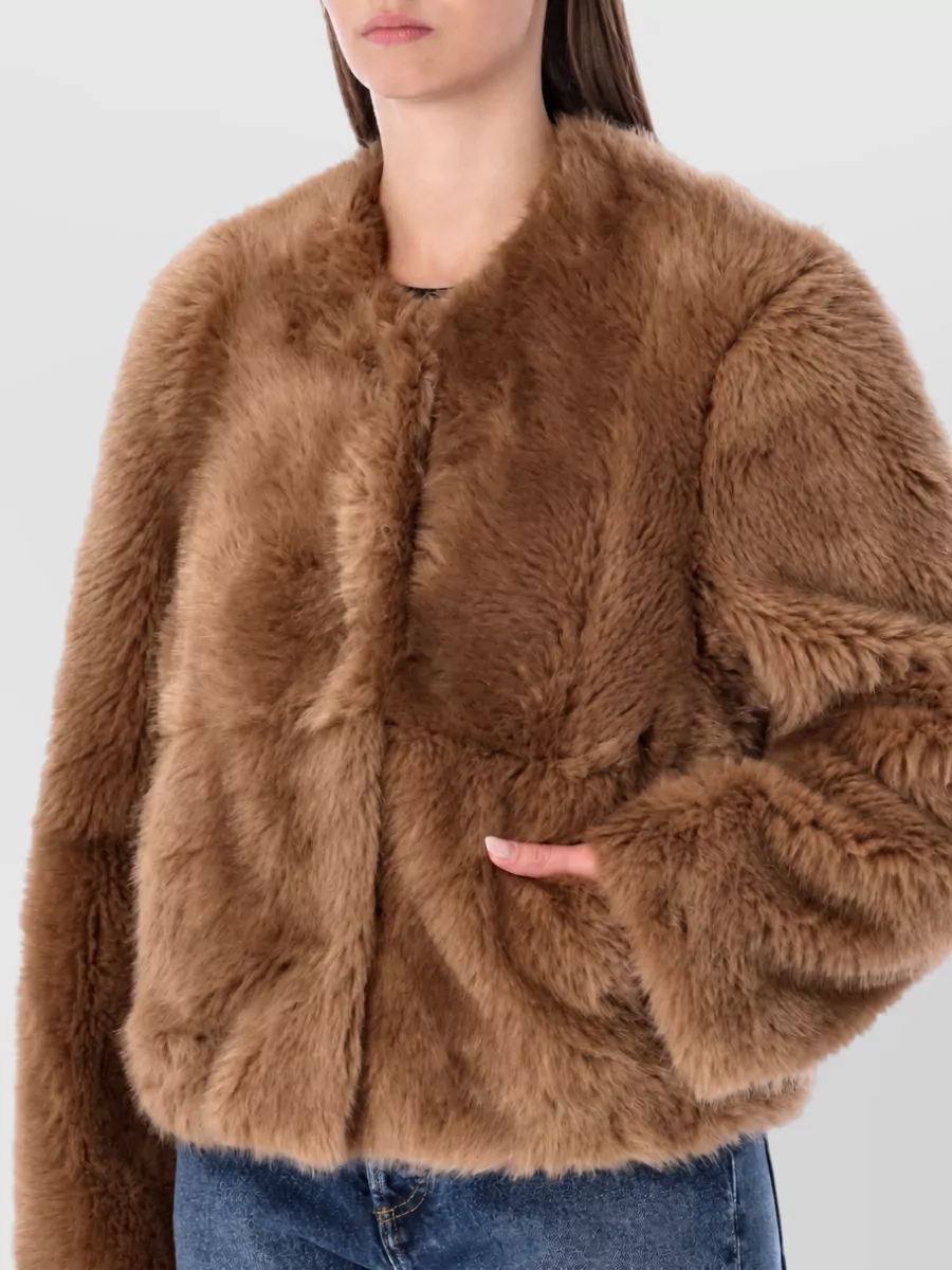 Stand Studio Faux Fur Patchwork Short Jacket