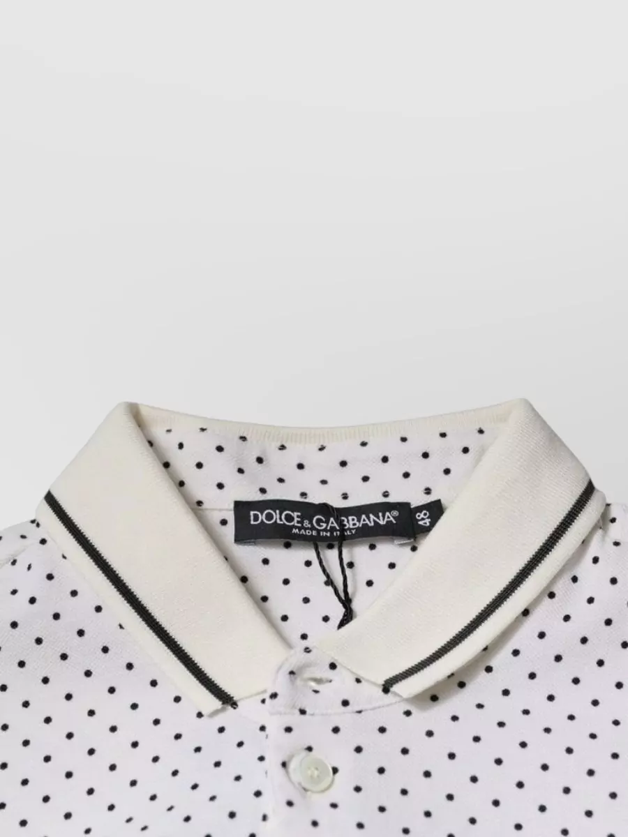 Dolce&Gabbana Cotton Polka-Dot Collared Polo Shirt