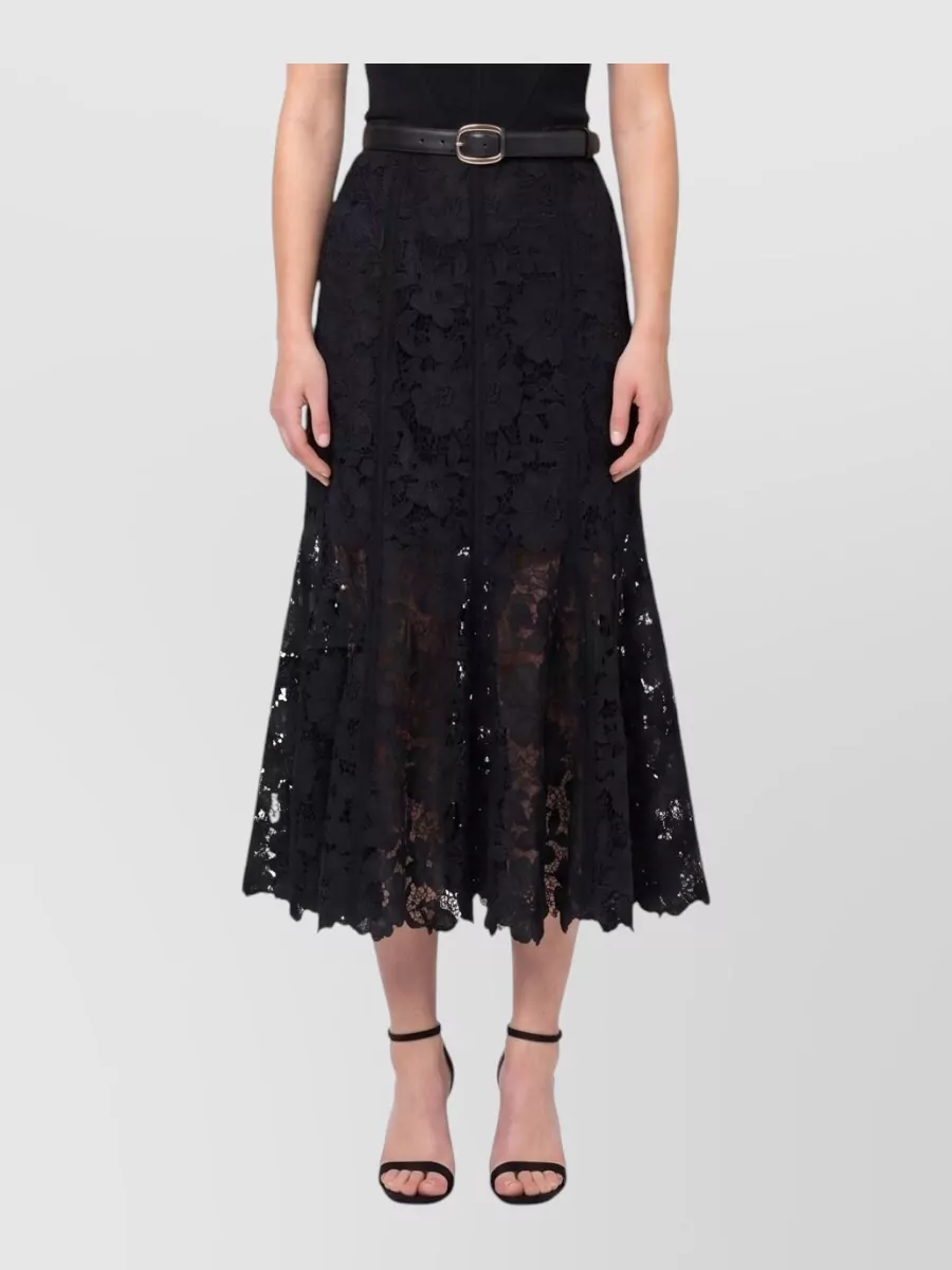 Self-Portrait lace high-rise flared midi skirt