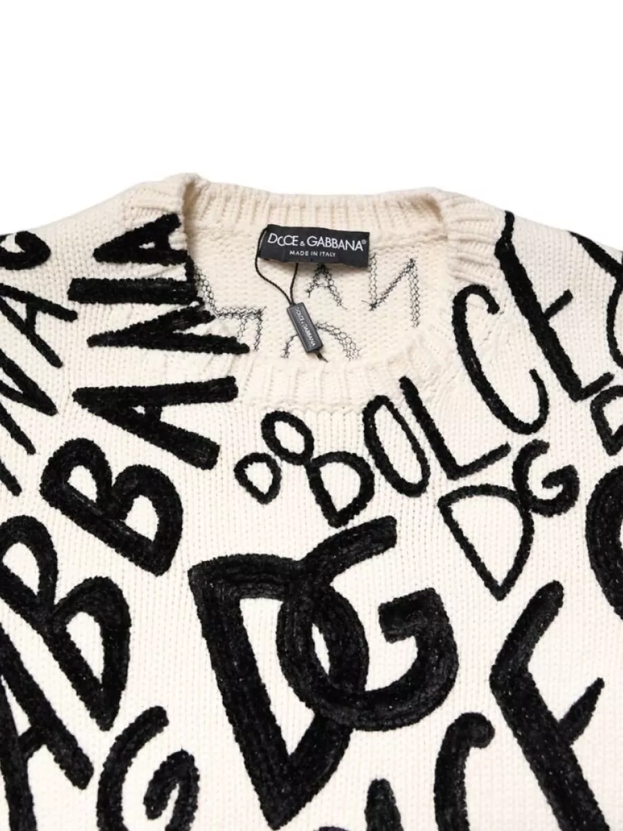 Dolce&Gabbana Cashmere Logo Print Pullover Sweatshirt