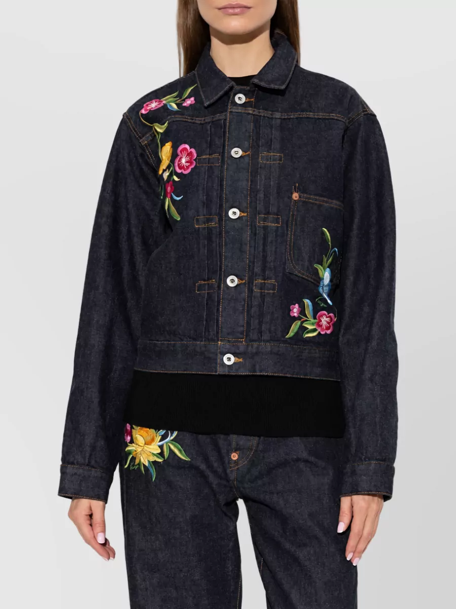 Kenzo Floral-Embroidered Denim Jacket