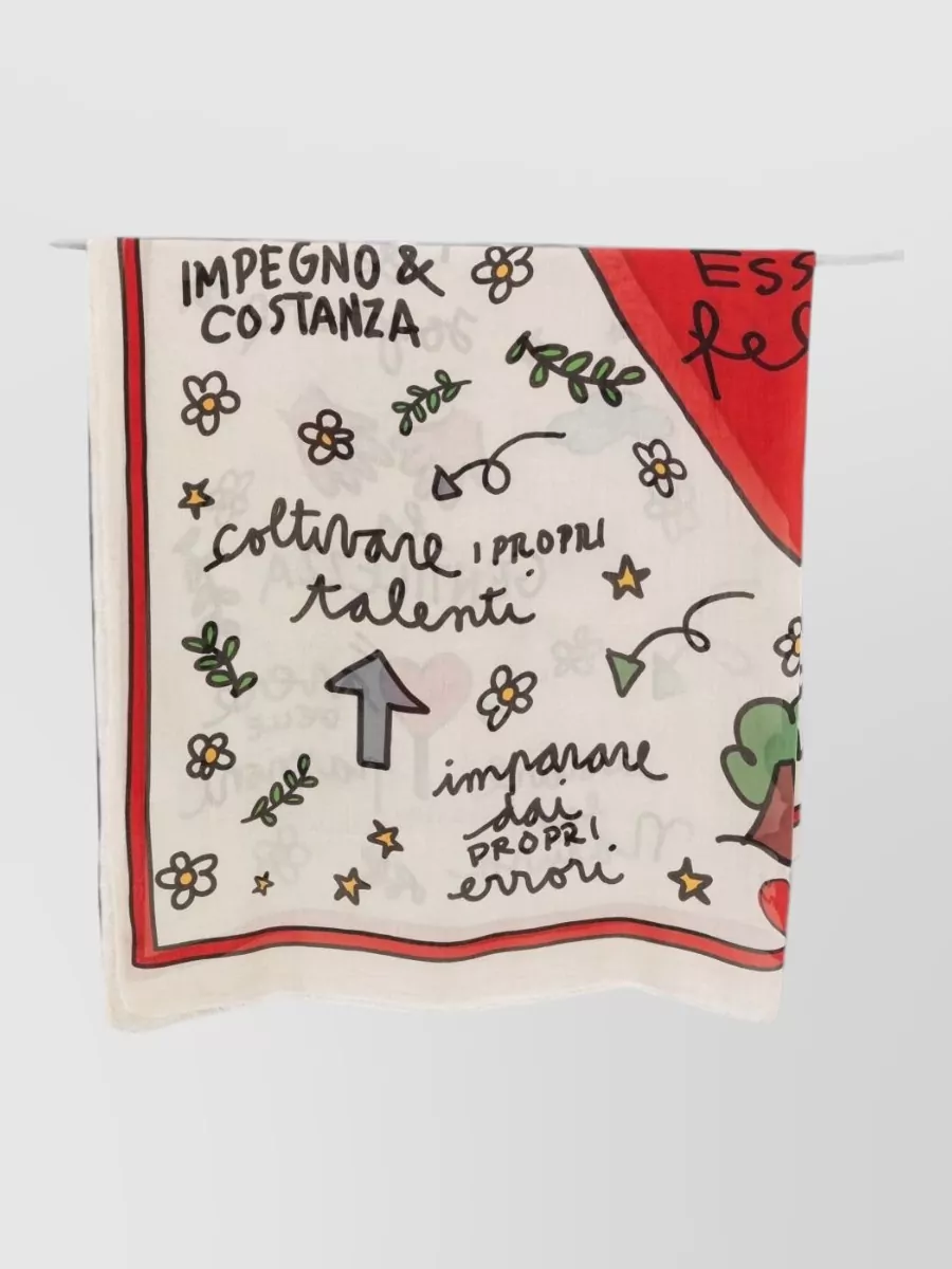 Faliero Sarti cashmere-blend floral-print graphic-print slogan-print stole