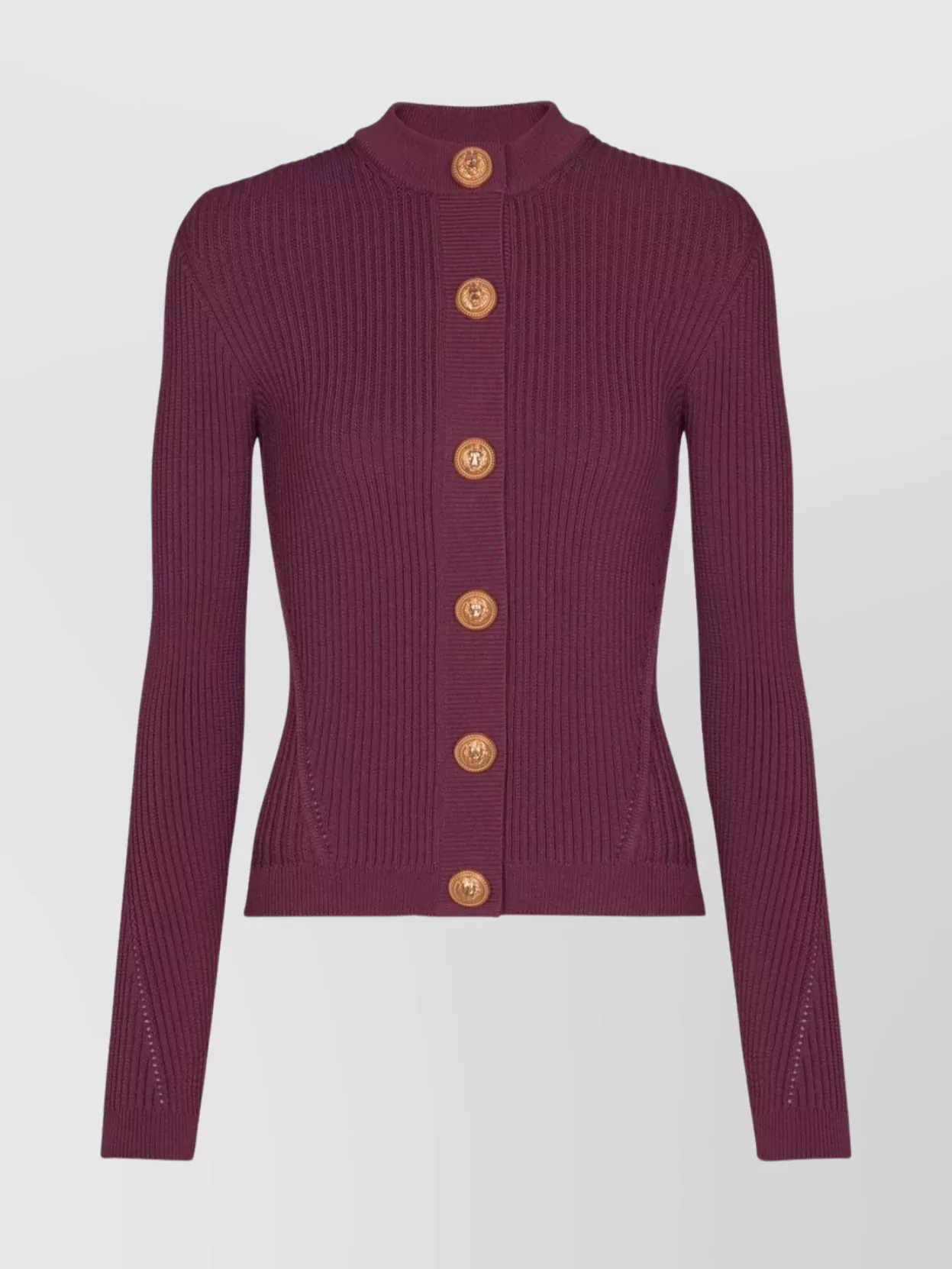 Balmain Fitted Cardigan Gold-tone Buttons In Burgundy