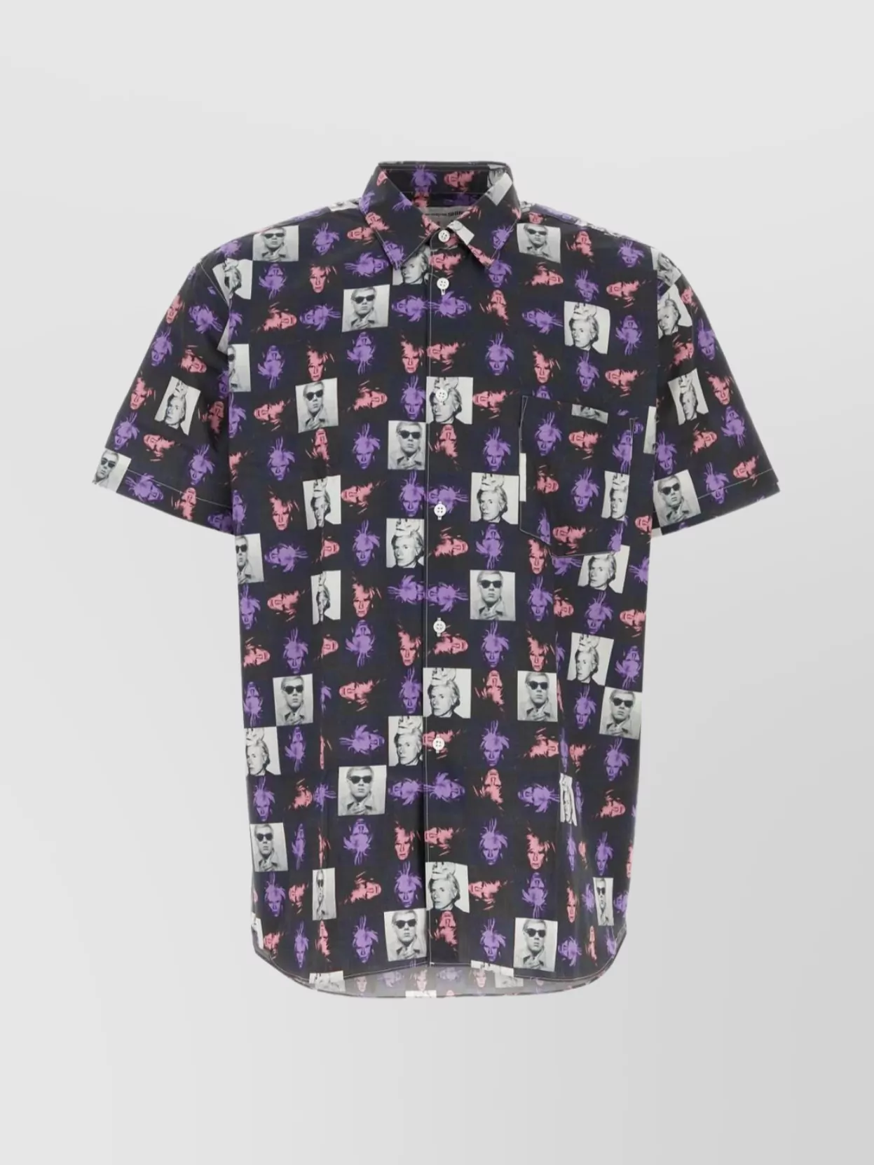 Shop Comme Des Garçons Poplin Shirt With Printed Design And Pocket