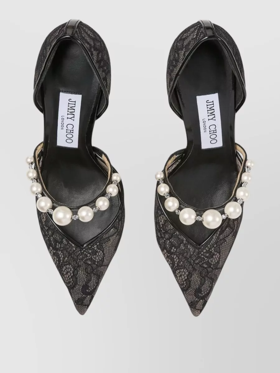 Jimmy Choo Lace Pearl Embellished Pumps