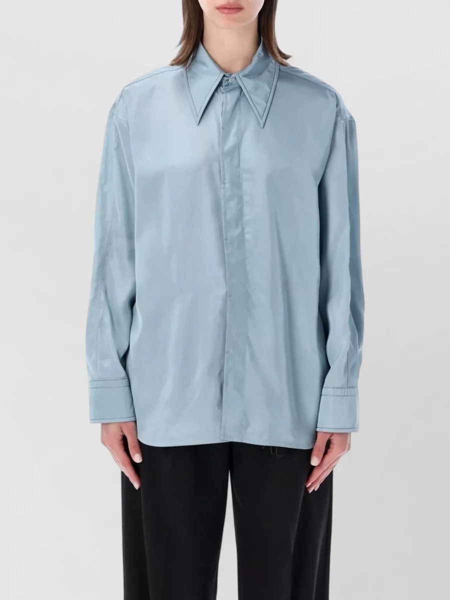 Bottega Veneta satin shirt jacket long sleeves collar