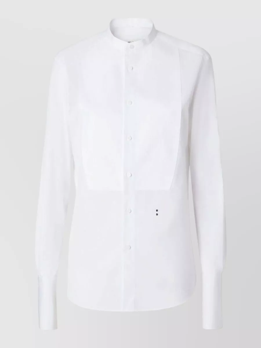 Fendi cotton poplin slim-fit mandarin-collar shirt