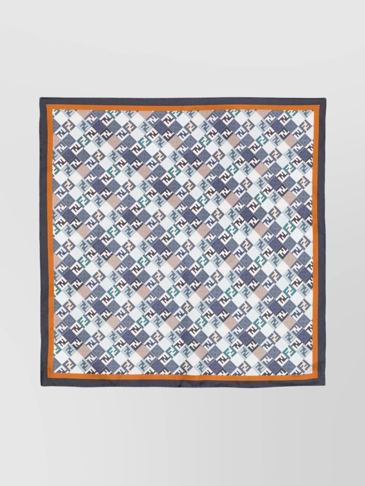 Fendi Multicolor Square Scarf With All-over Geometric Print And Ff Motif In Silk Woman