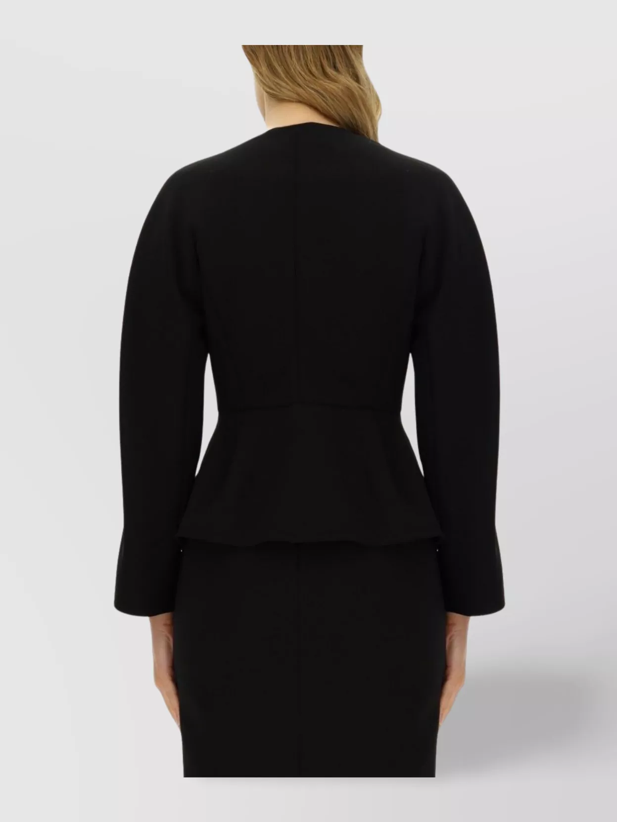 Max Mara Peplum Hem Long Sleeve Button Jacket