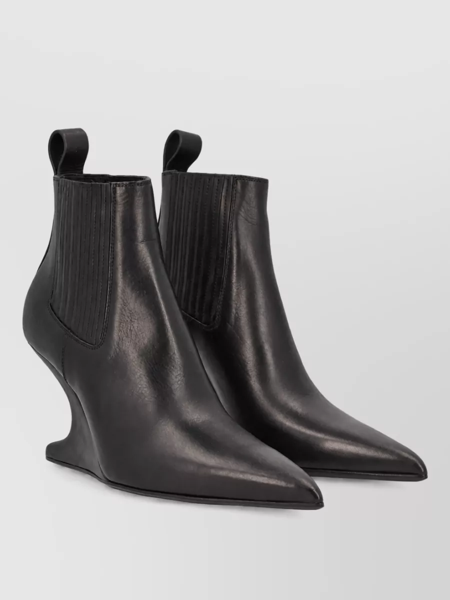 Rick Owens leather ankle lace-up boots