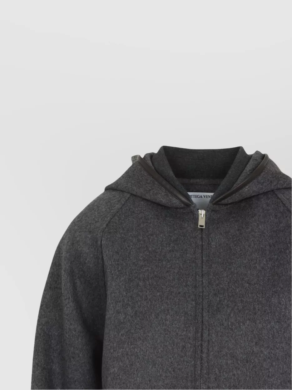 Bottega Veneta Wool Jacket With Hood And Leather Trim