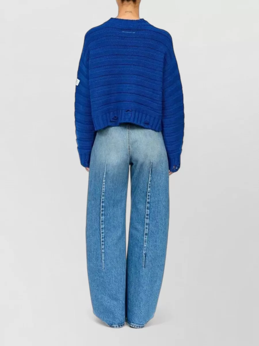 Mm6 Maison Margiela Virgin Wool Ribbed Oversized Crewneck Sweater