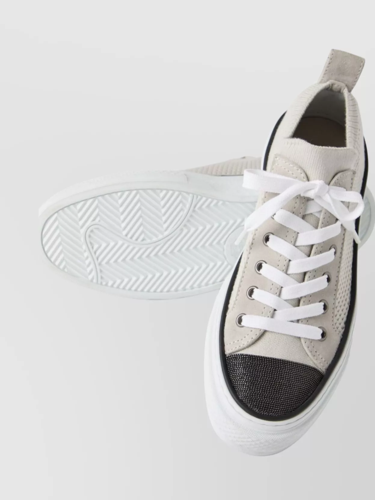 Brunello Cucinelli Low Top Sneaker With Tab On The Heel In Cotton Knit