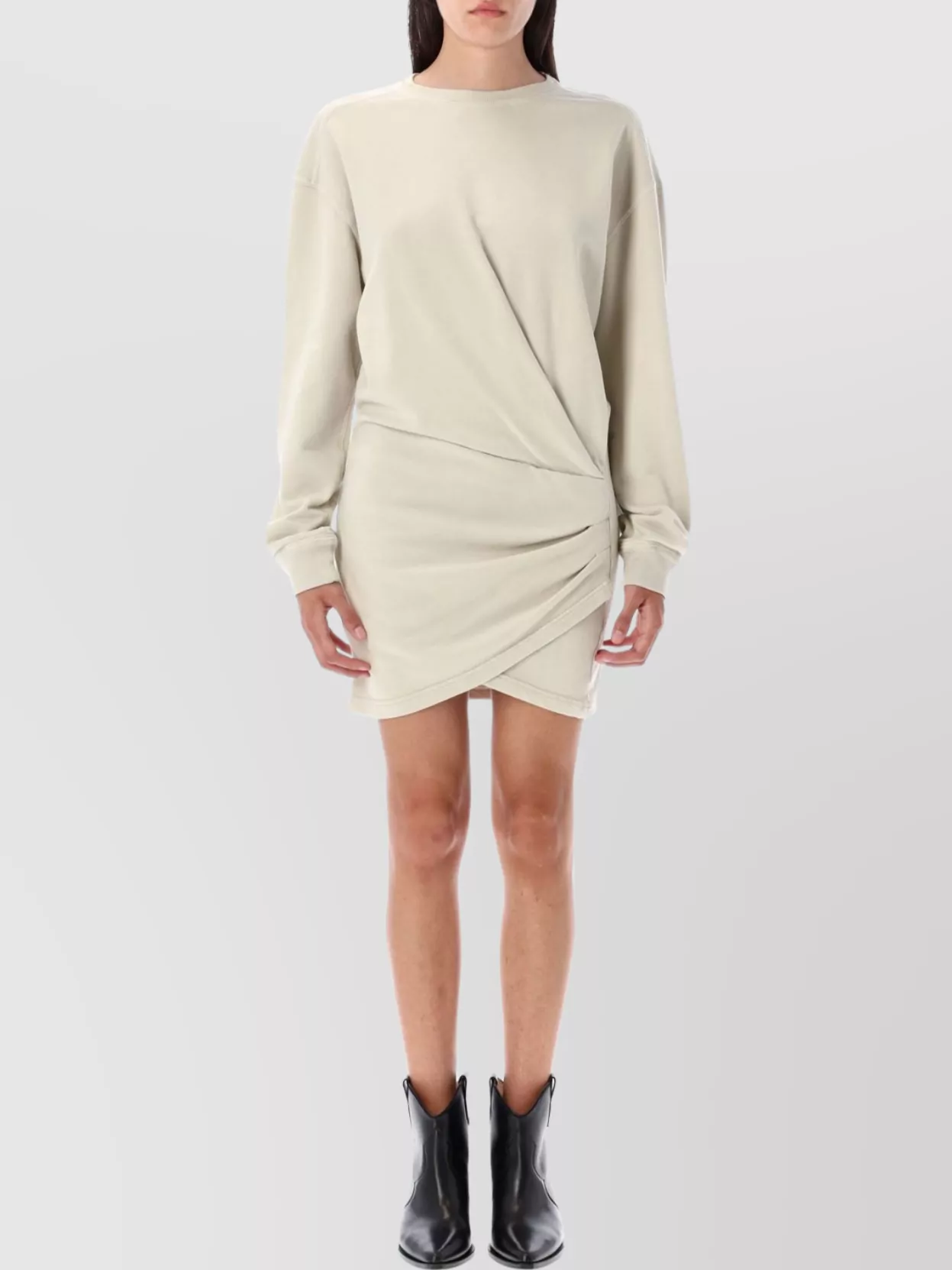 Isabel Marant Étoile Mini Dress With Draped Detail And Long Sleeves In Neutral
