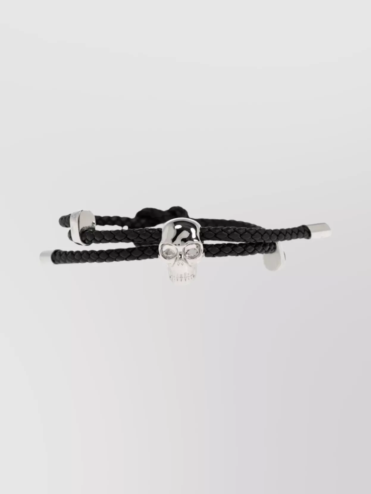 Alexander Mcqueen Skull Braided Leather Cord Bracelet