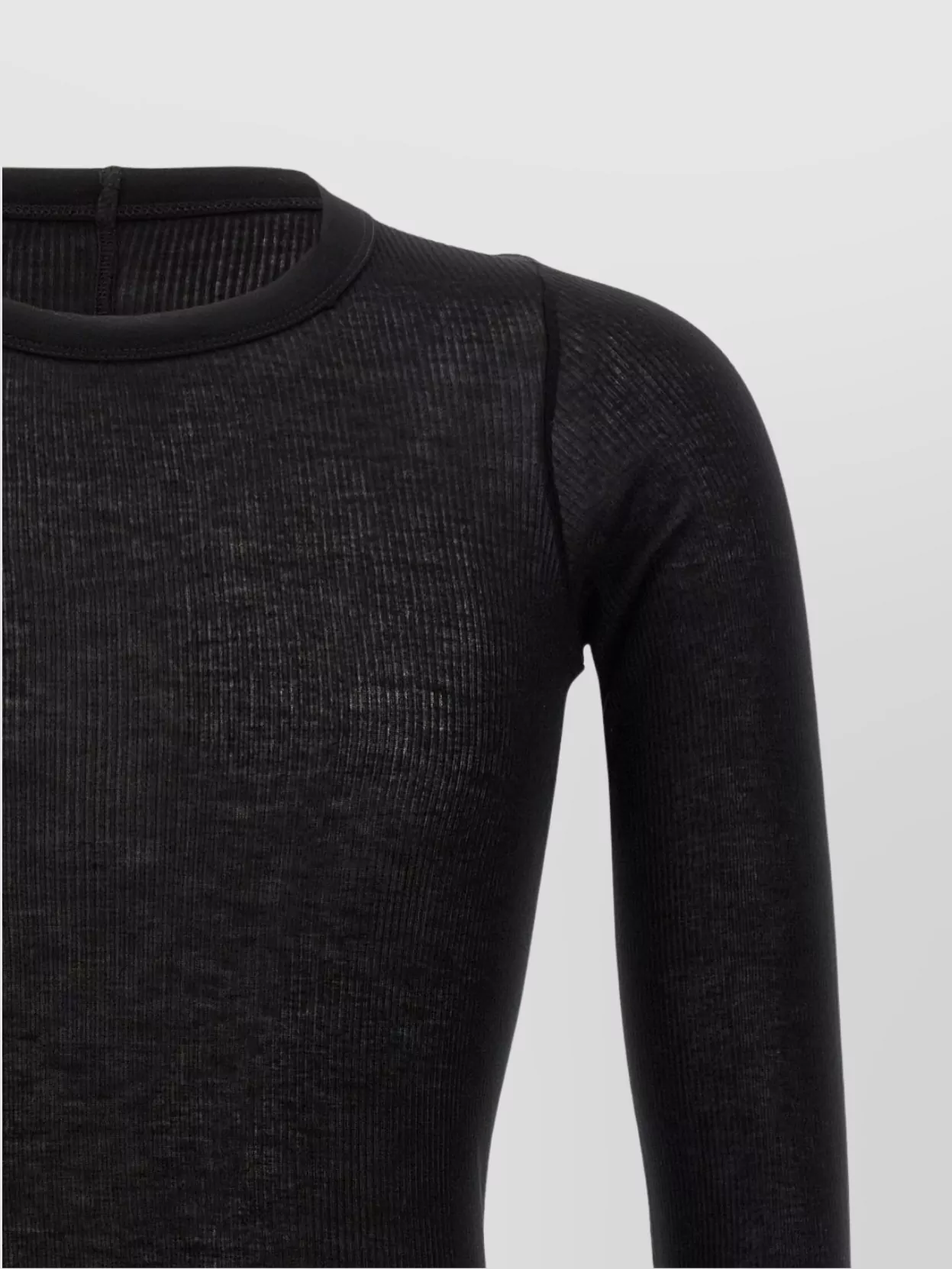 Rick Owens Long Sleeve Ribbed T-Shirt With Sheer Fabric