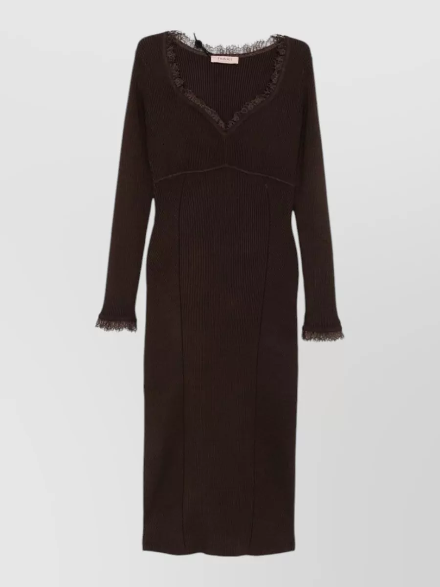 Twin-Set viscose knit knee-length dress