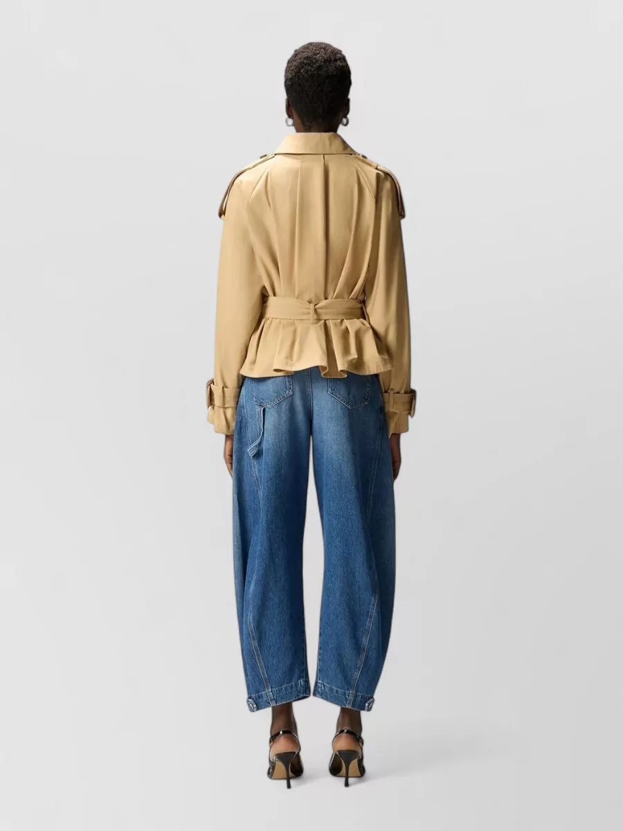 Pinko Cotton Short Double-Breasted Trench Coat