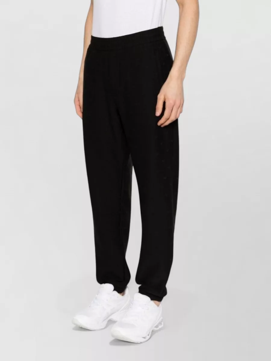 Emporio Armani Cotton Blend Jogger Trousers Ribbed Cuffs