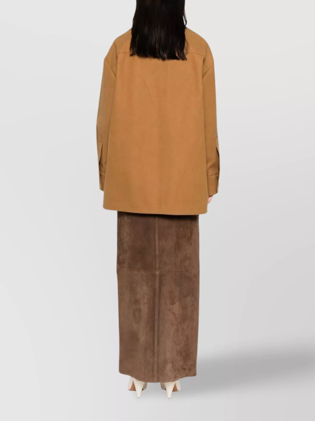Stella Mccartney Faux Suede Leather Overshirt In Brown