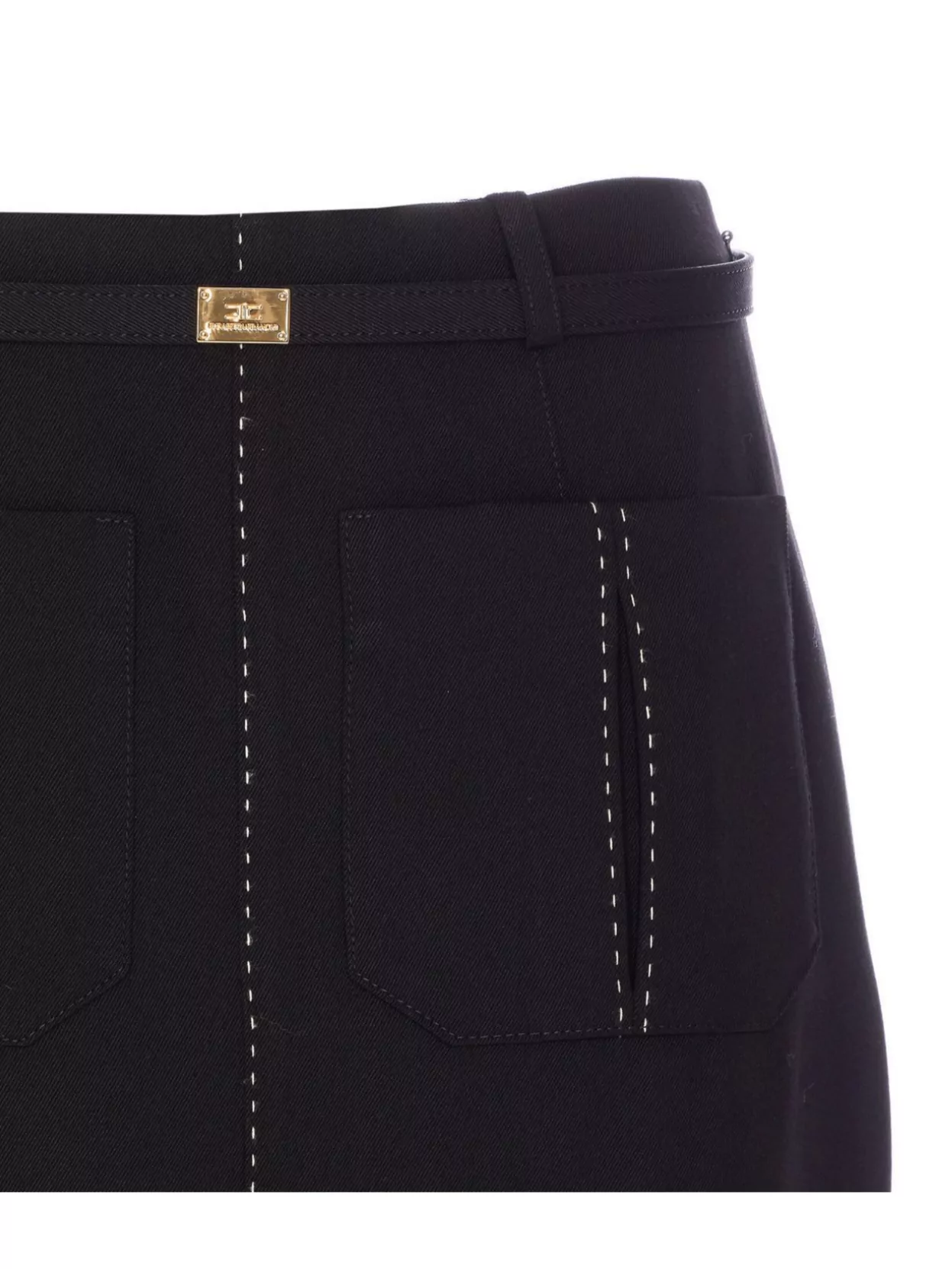 Elisabetta Franchi Belted Skirt With Front Split And Pockets