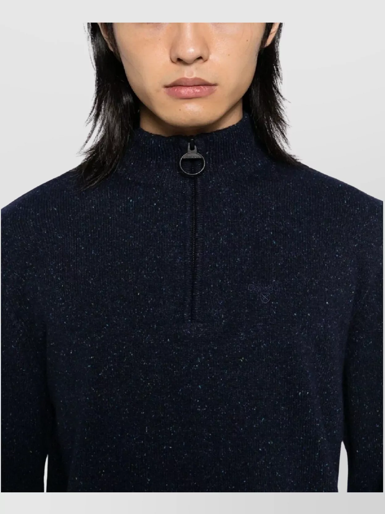 Barbour Tisbury Half Zip Sweater High Collar Design