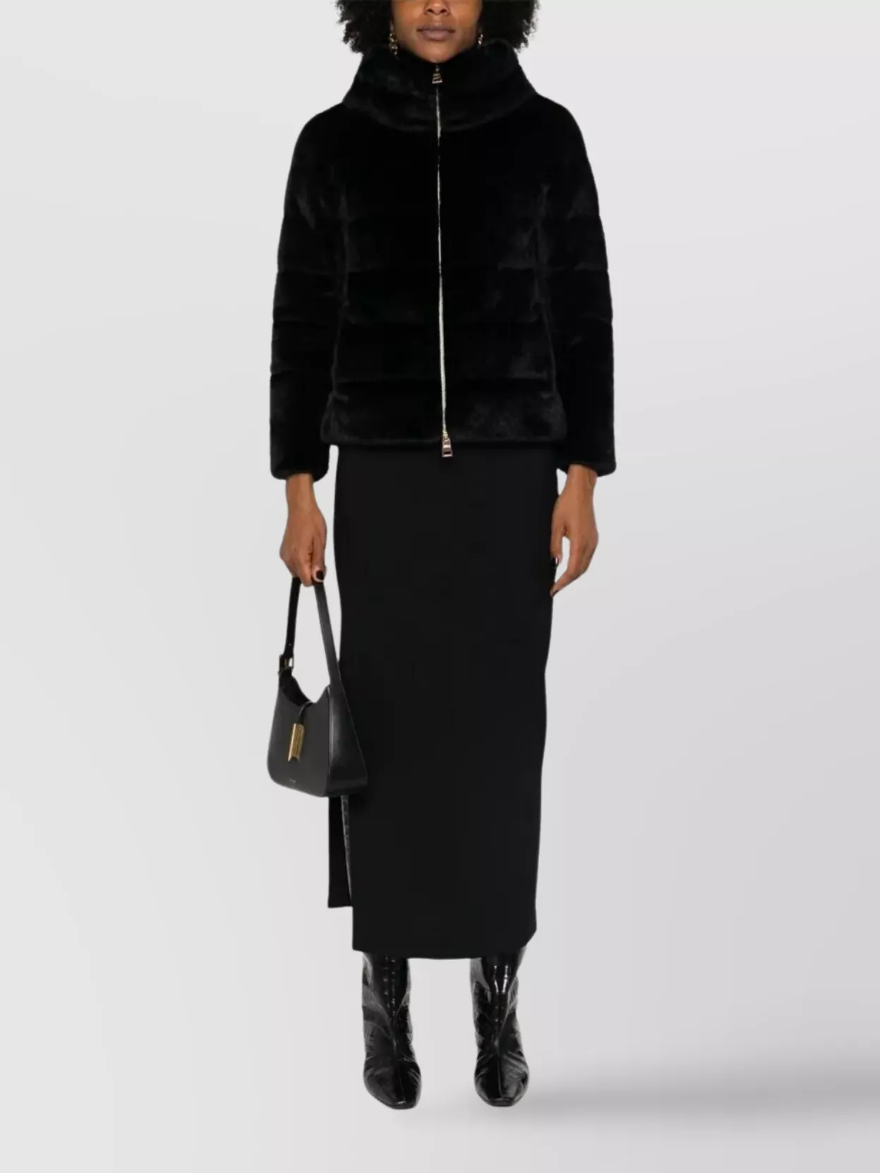 Herno High Collar Padded Coat With Faux Fur