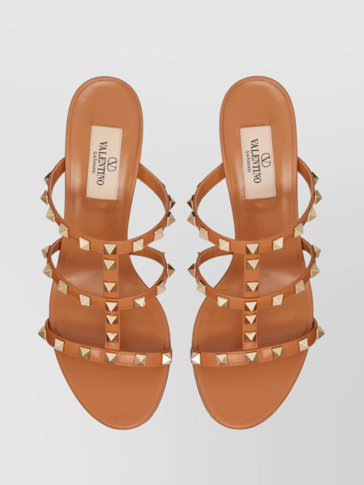 Shop Valentino Studded Leather Mules Block Heel