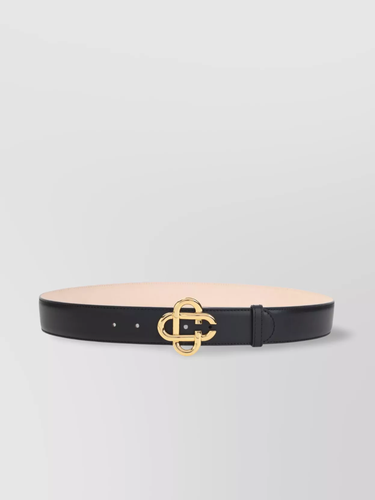 Casablanca Adjustable Goat Leather Belt With Golden Logo Buckle