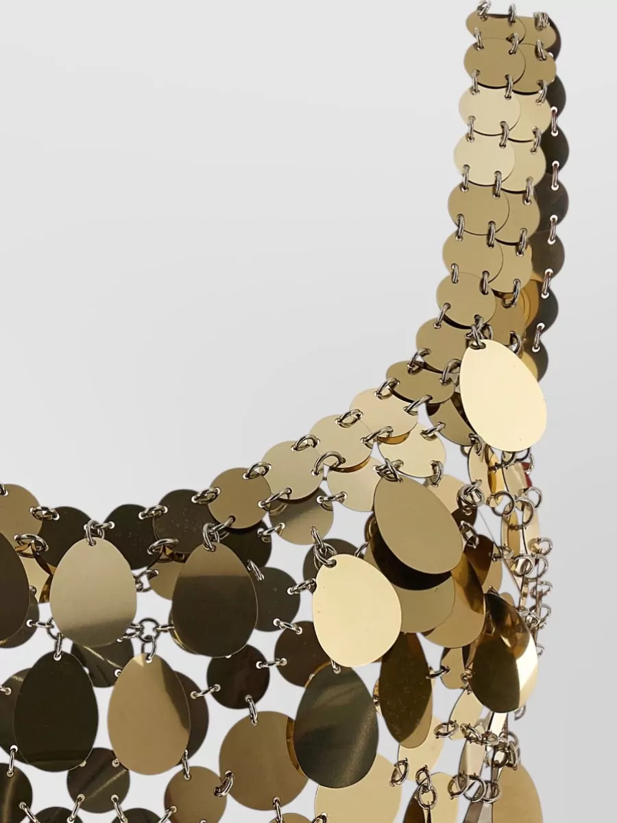 Paco Rabanne Chainmail Metallic Sequin Scoop Neck Top