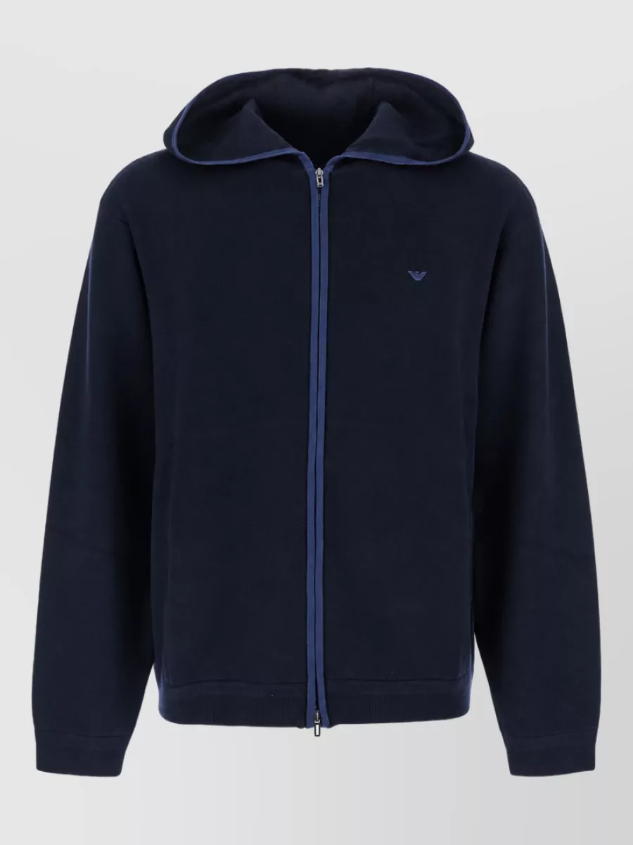 Emporio Armani hooded wool zip-up cardigan