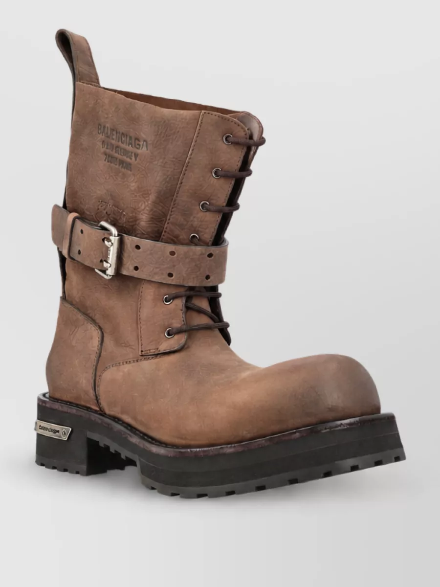 Balenciaga leather lace-up ankle boots