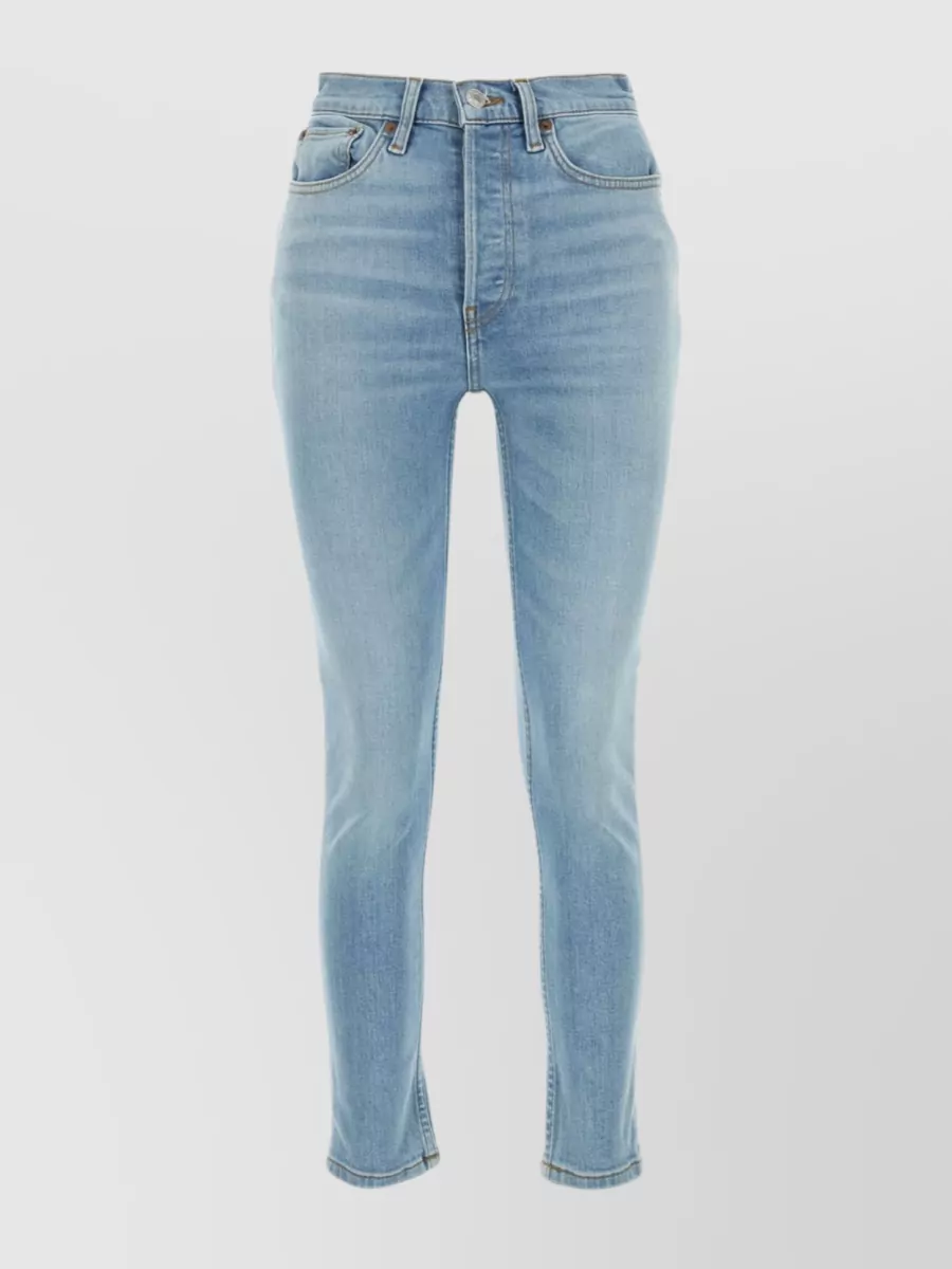 Shop Re/done Stonewashed Skinny Denim Trousers In Blue