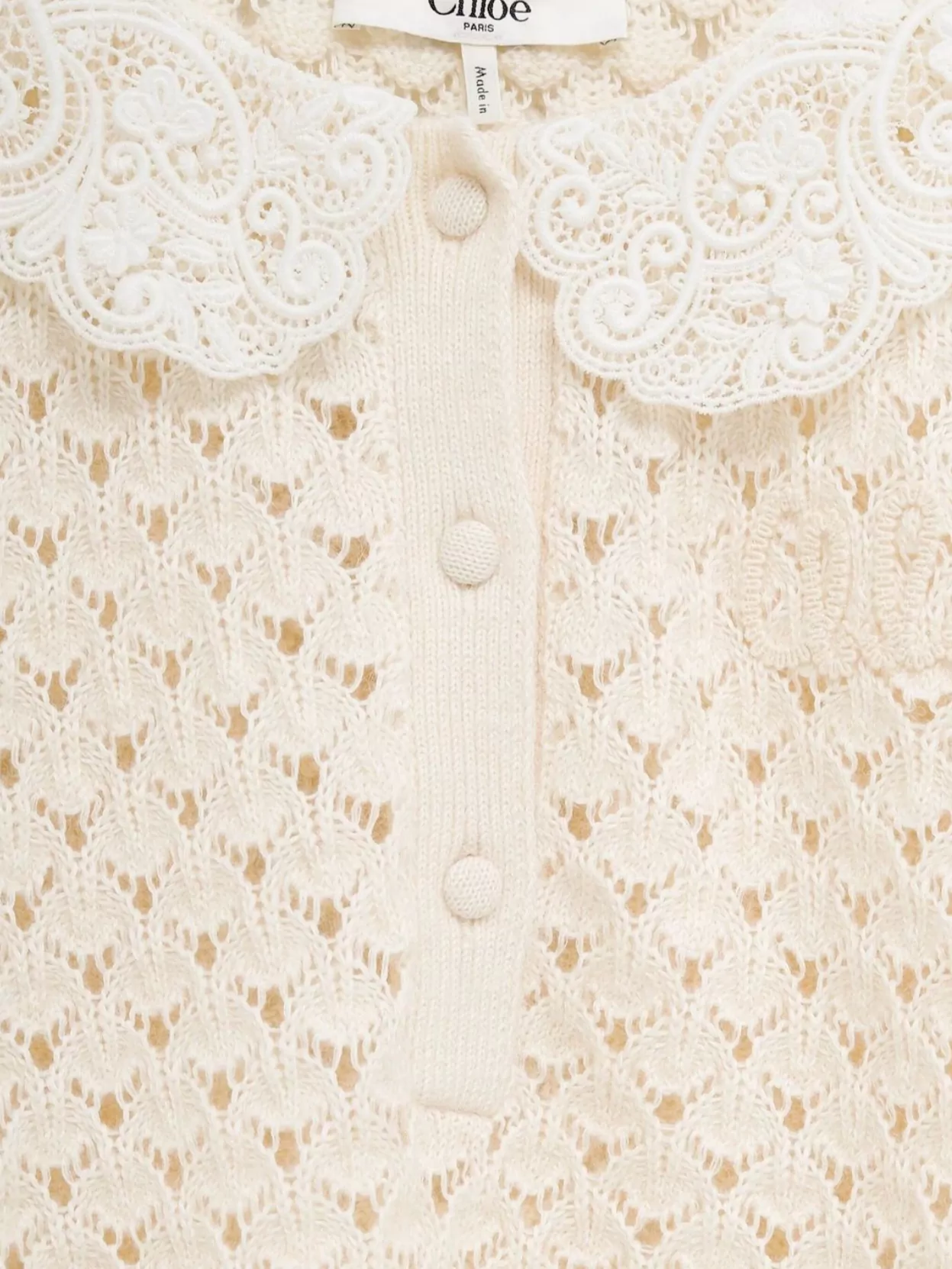 Chloé Pointelle Knit Sweaters And Cardigans White In Yellow