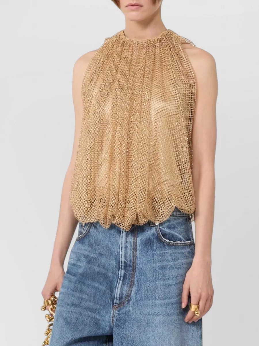 Sportmax Bubble Hem Chainmail Mesh Halterneck Top