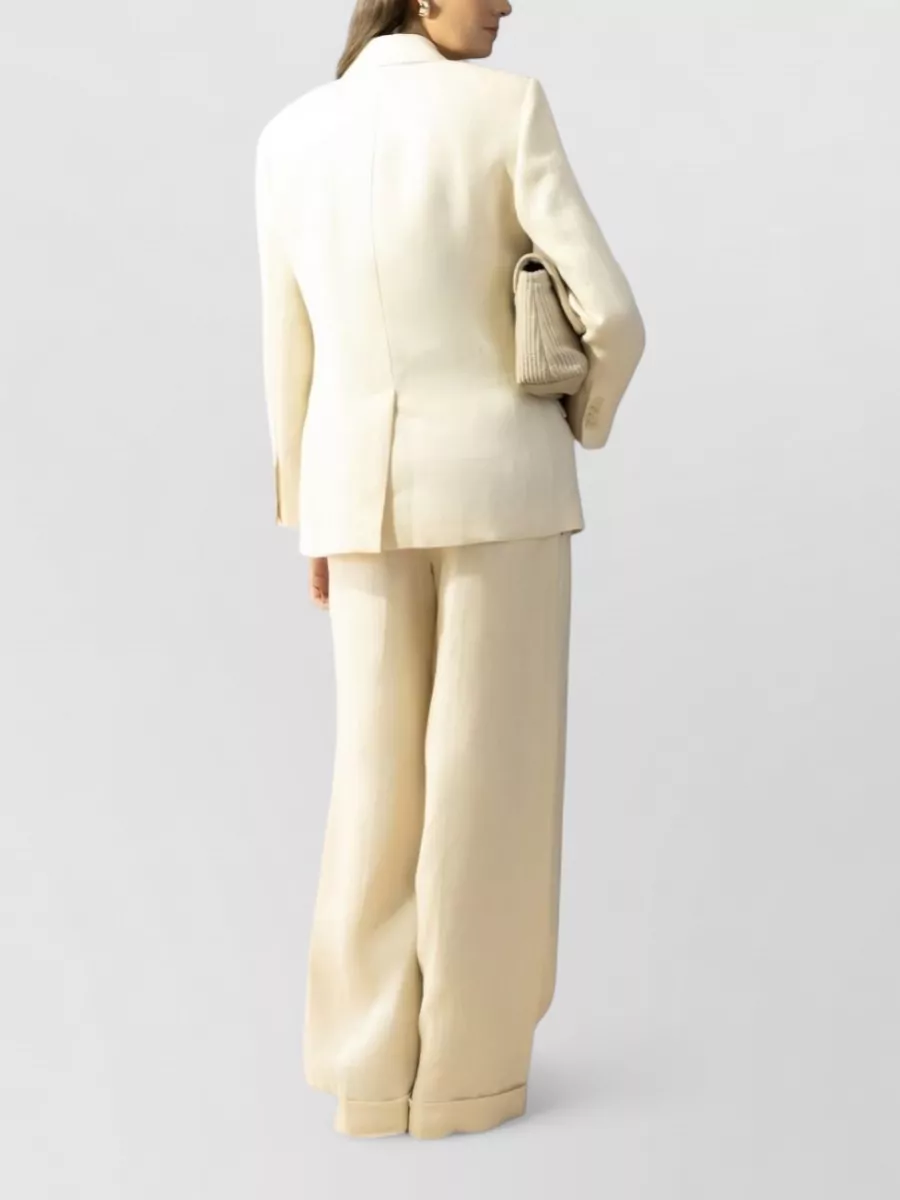 Brunello Cucinelli Linen Double Breasted Jacket Structured Shoulders