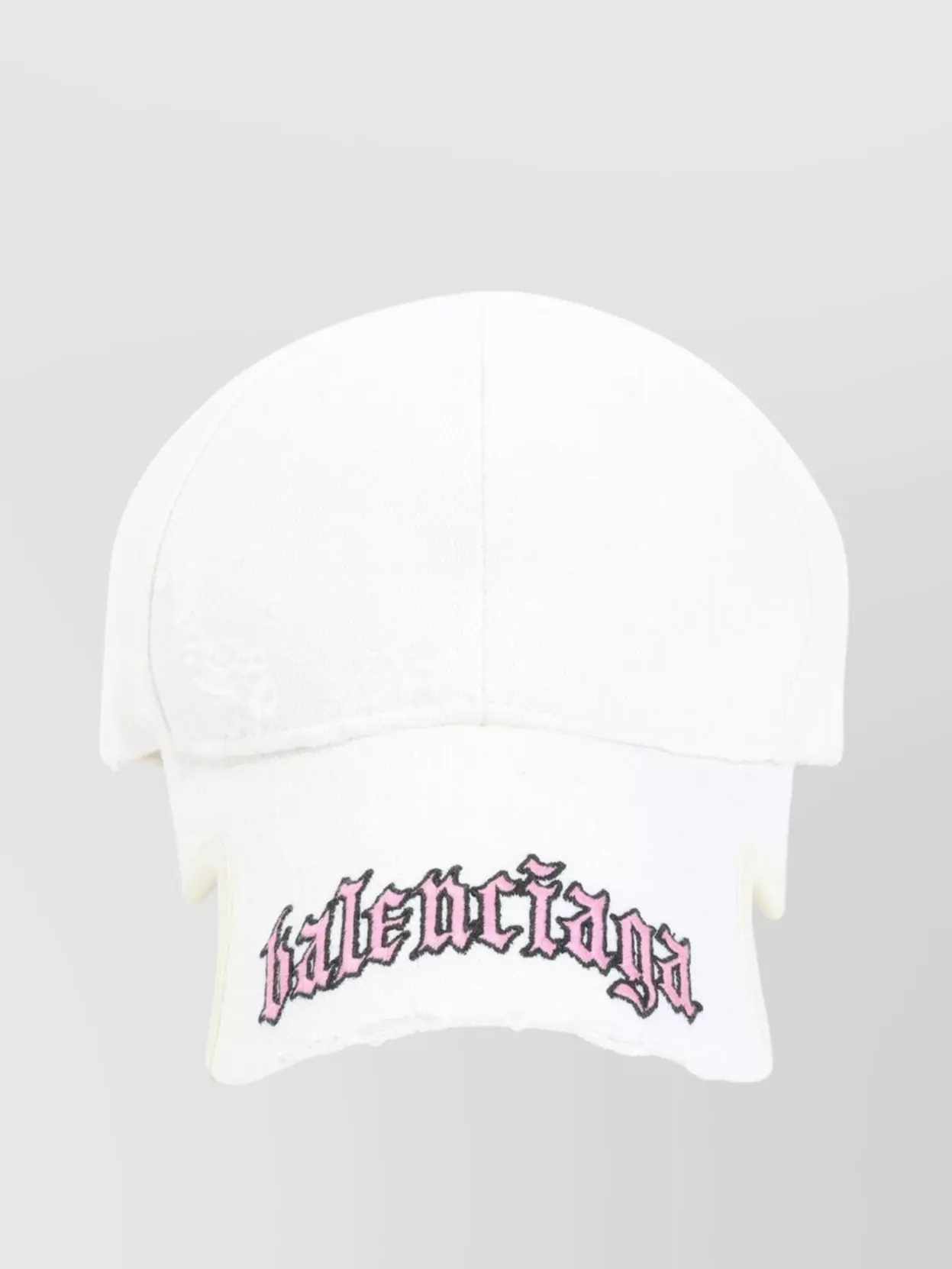 Balenciaga Distressed Logo-embrodiered Baseball Cap In White