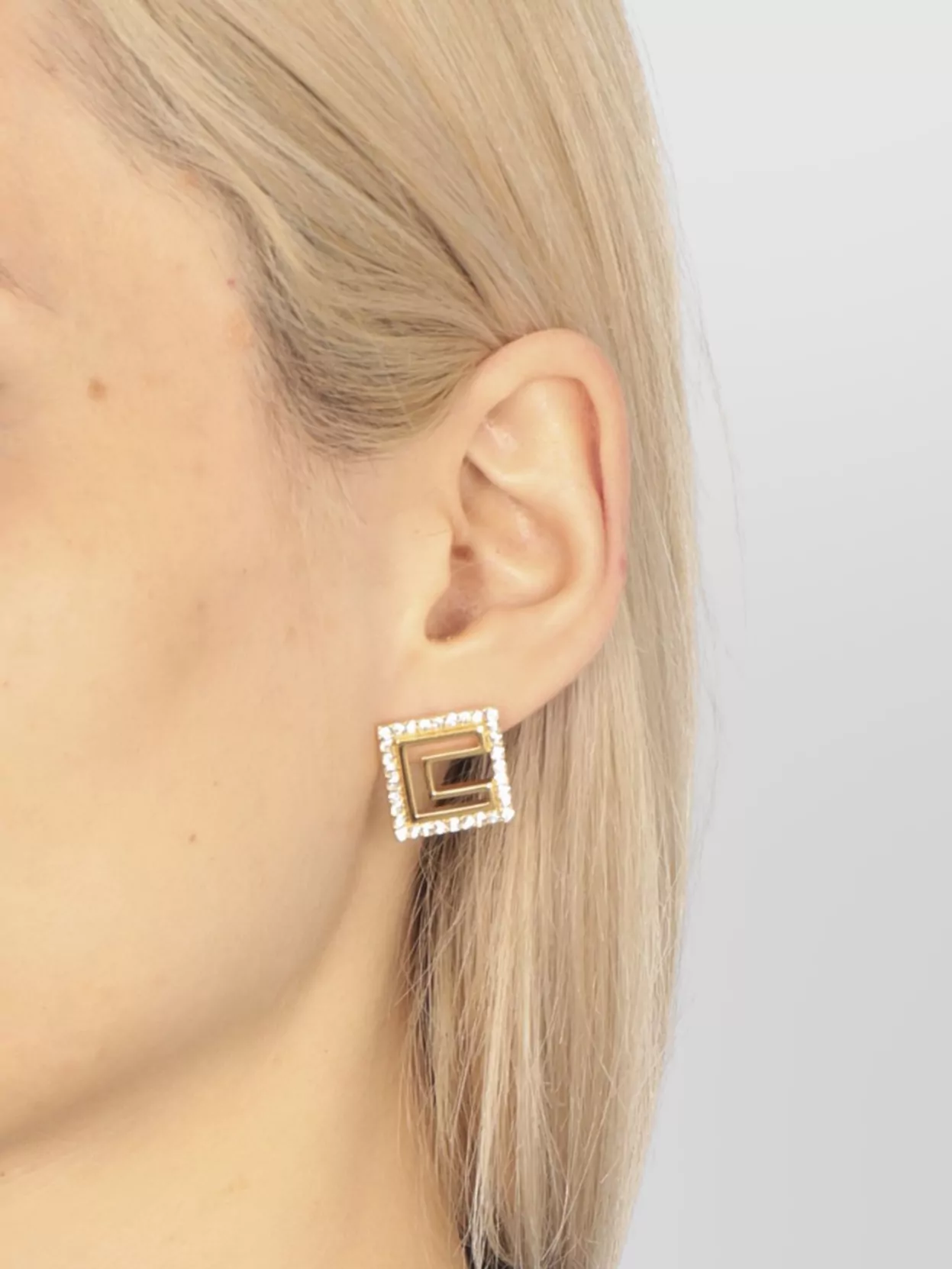 Elisabetta Franchi Square Gemstone Stud Earrings