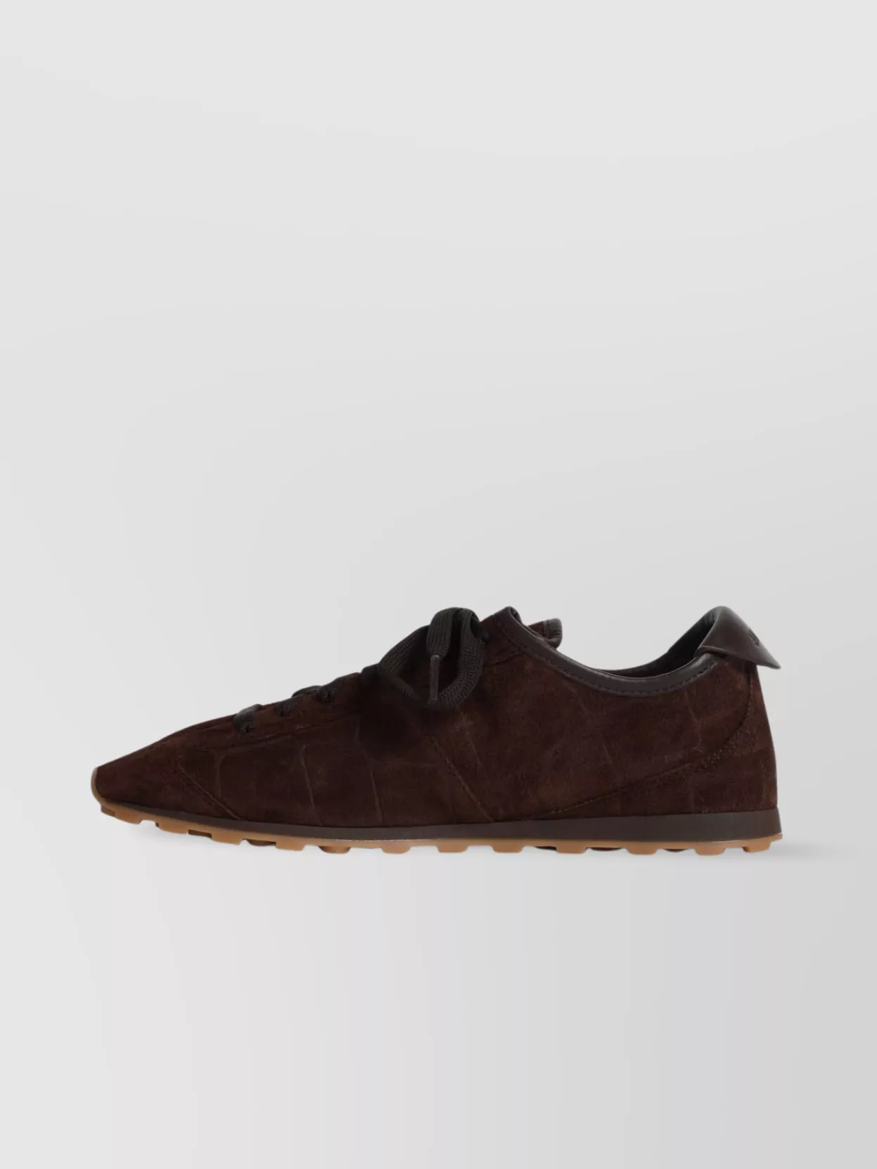 Jacquemus The Tennis Leather-trimmed Croc-effect Suede Sneakers In Brown