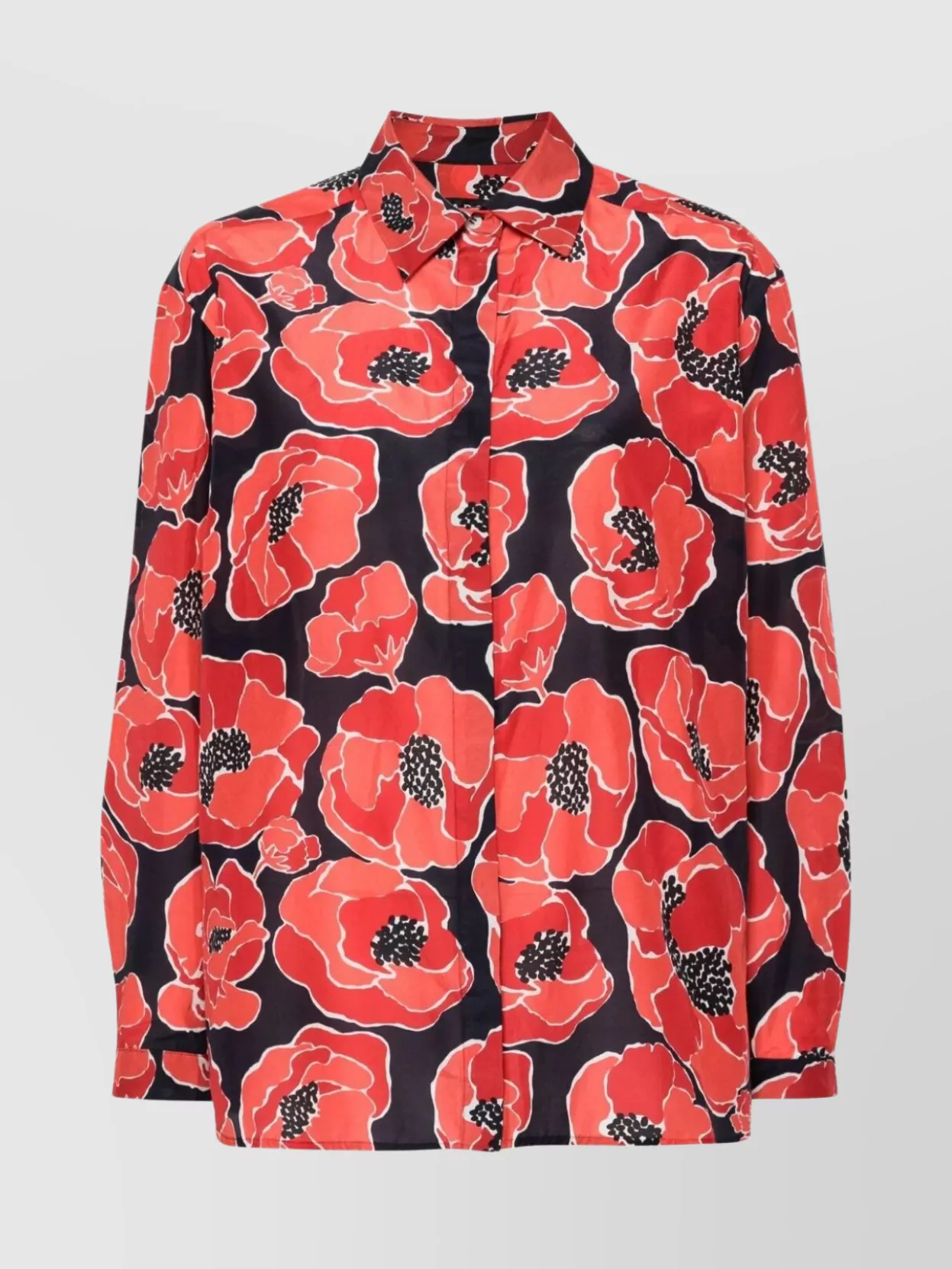 Shop Apc Poppy Print Cotton-silk Blend Shirt