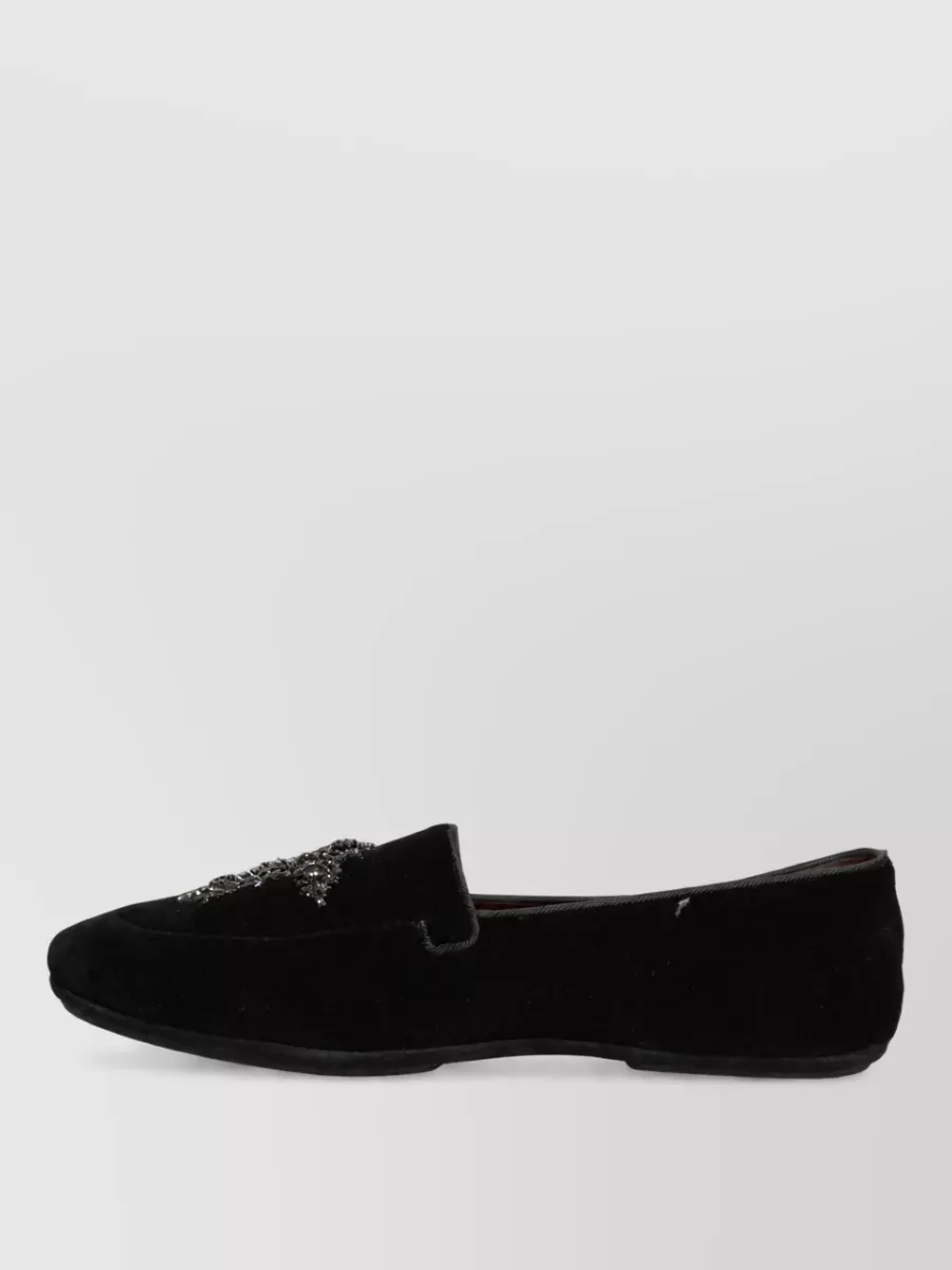 Dolce&Gabbana Leather Embellished Slippers