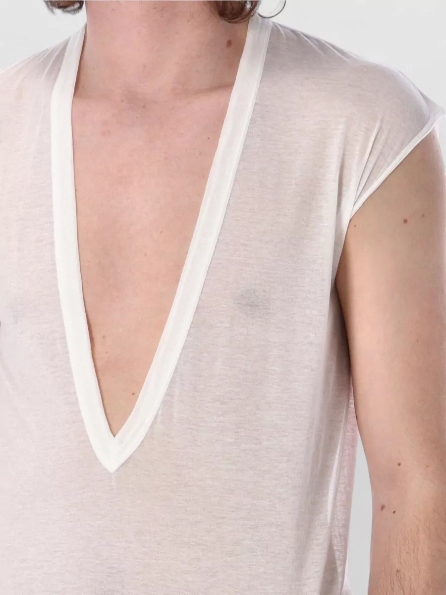 Rick Owens Cotton Deep V-Neck Short-Sleeve T-Shirt