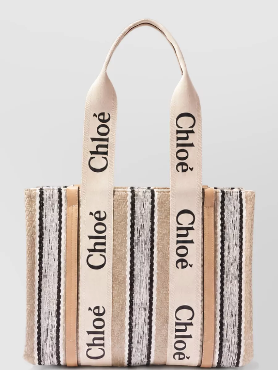 Chloé woody linen beach bag