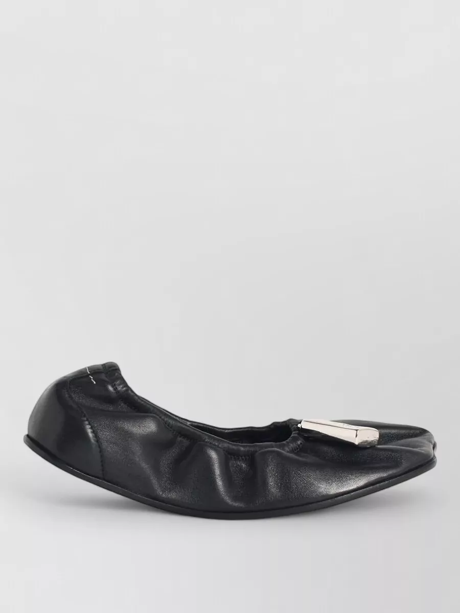 Mm6 Maison Margiela Leather Ballet Flats Elastic Trim Detail