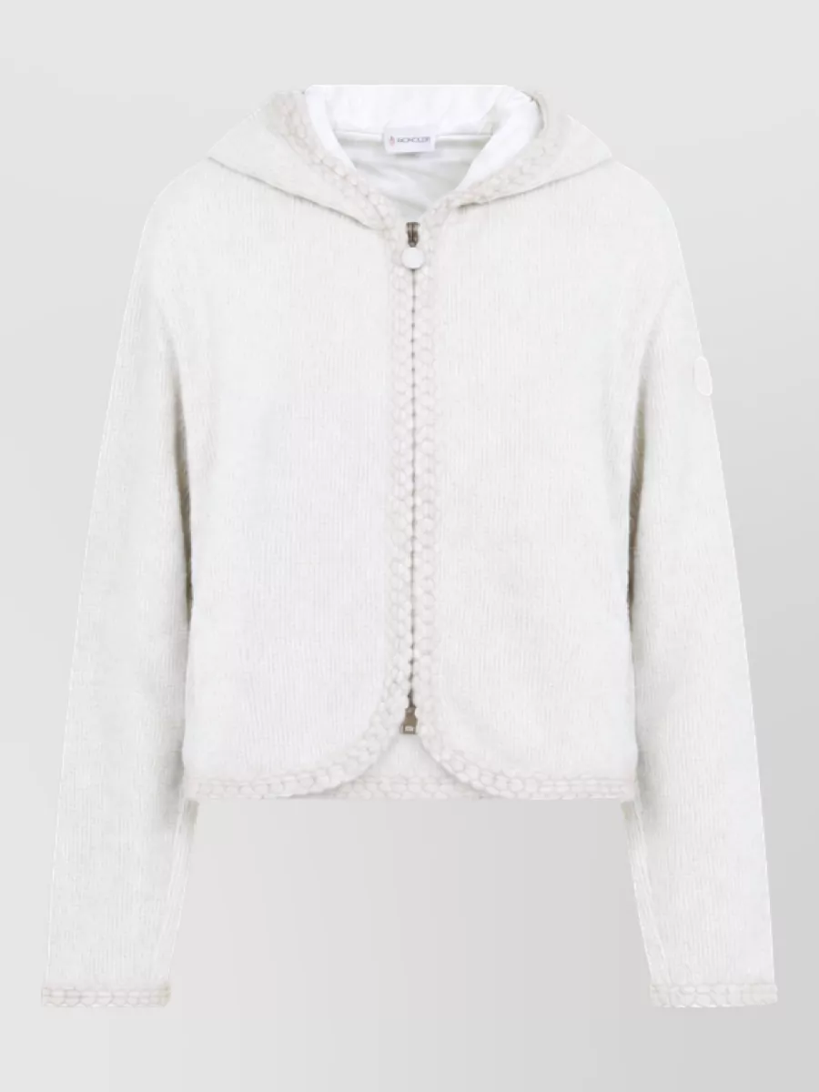 Moncler hooded zip-up fine-knit cardigan