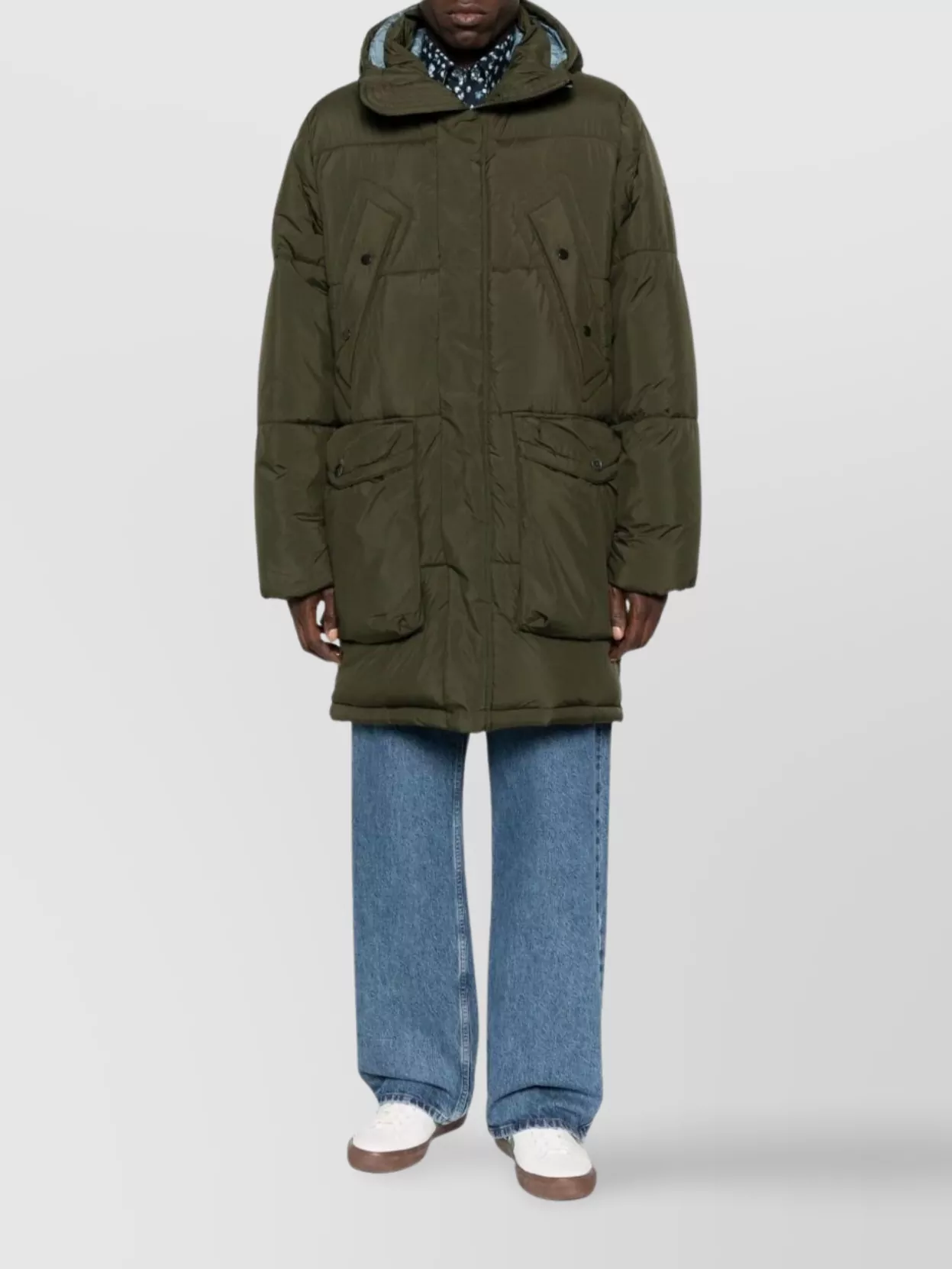 Paul Smith Quilted Hooded Long Parka Coat In Green