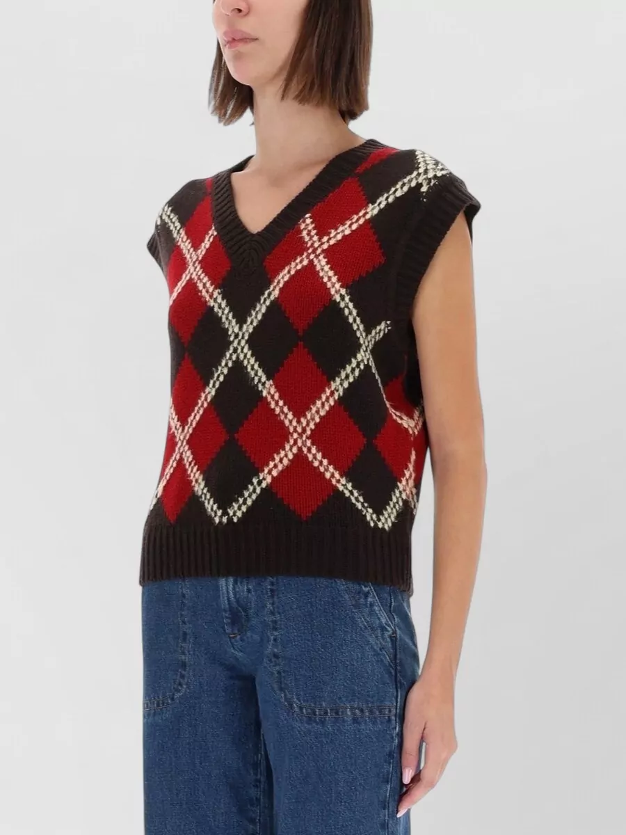 Guest In Residence Cashmere-Blend Argyle Knitted Vest