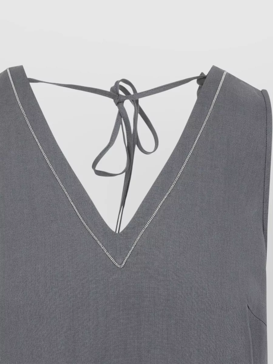 Peserico Linen Sleeveless V-Neck Midi Dress